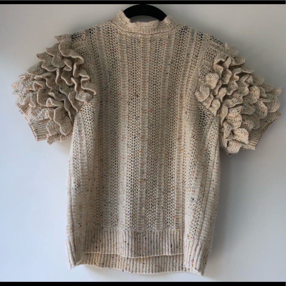 Ulla Johnson Ivory Cashmere Sweater Ruffle Top - Picture 5 of 6
